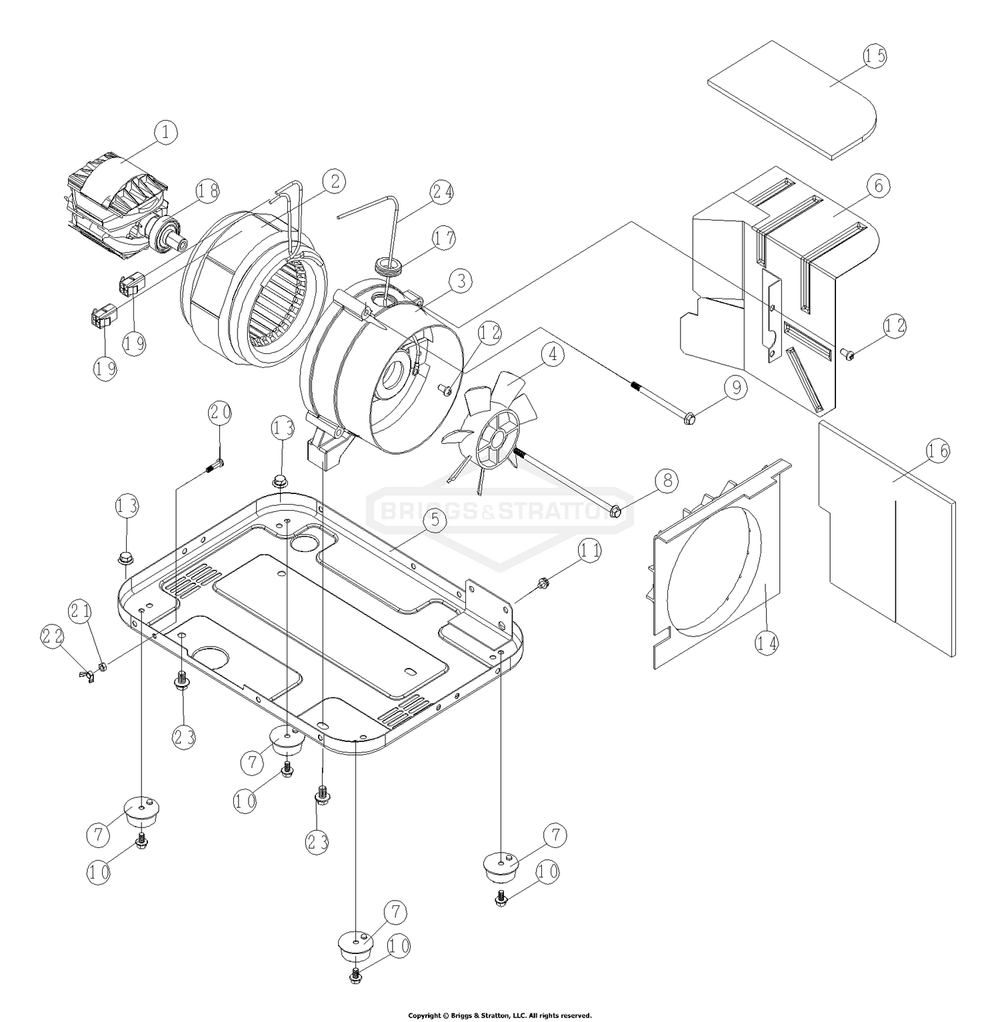 Main Unit Diagram and Parts List for 1715-0  Briggs and Stratton Generator